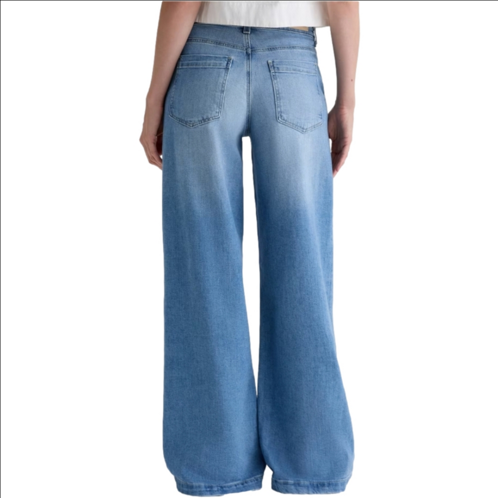 AG Goldshmeid Stella Jean Low Slung Palazzo Wide Leg Super Soft Medium Wash 27 - Picture 3 of 16